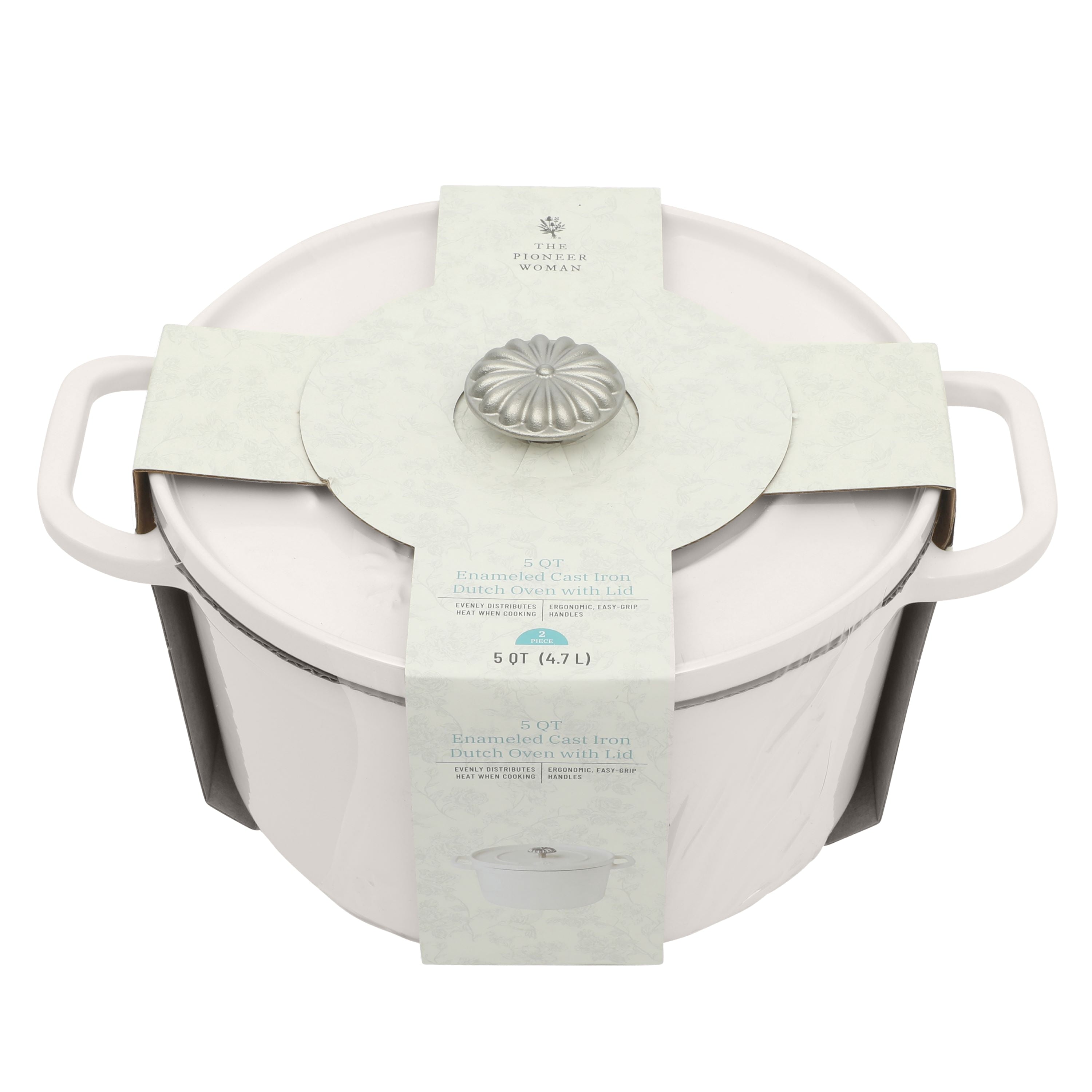 The Pioneer Woman 5-Quart Enameled Cast Iron Dutch Oven with Lid, Linen