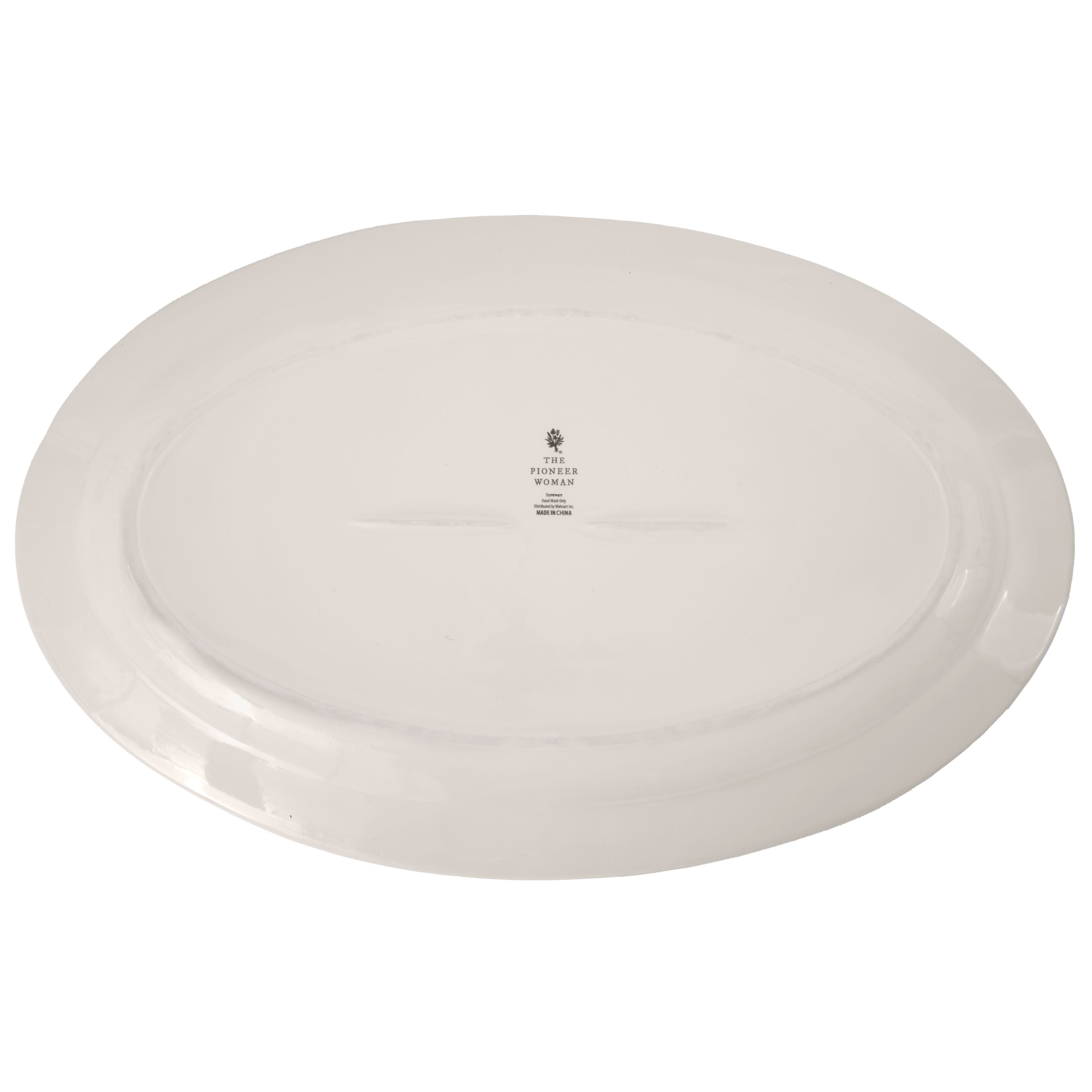 The Pioneer Woman Vintage Lace 20-inch Stoneware Oval Serving Tray Platter, White