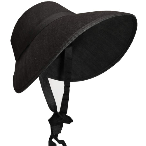 Skeleteen Vintage Old Fashioned Bonnet - Black Colonial Pioneer Prairie Felt Sun Hat Bonnets for Women and Children