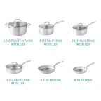 The Pioneer Woman 14-Piece Stainless Steel Cookware Set, Cooking Pots and Pans Set with Kitchen Utensils