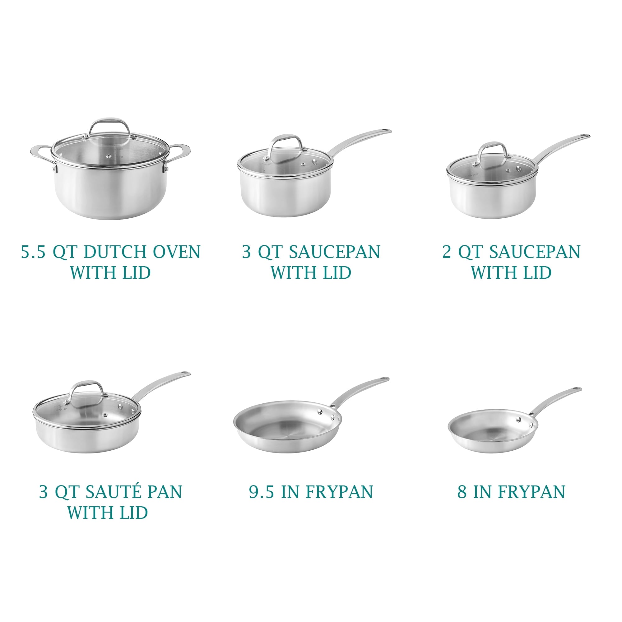 The Pioneer Woman 14-Piece Stainless Steel Cookware Set, Cooking Pots and Pans Set with Kitchen Utensils