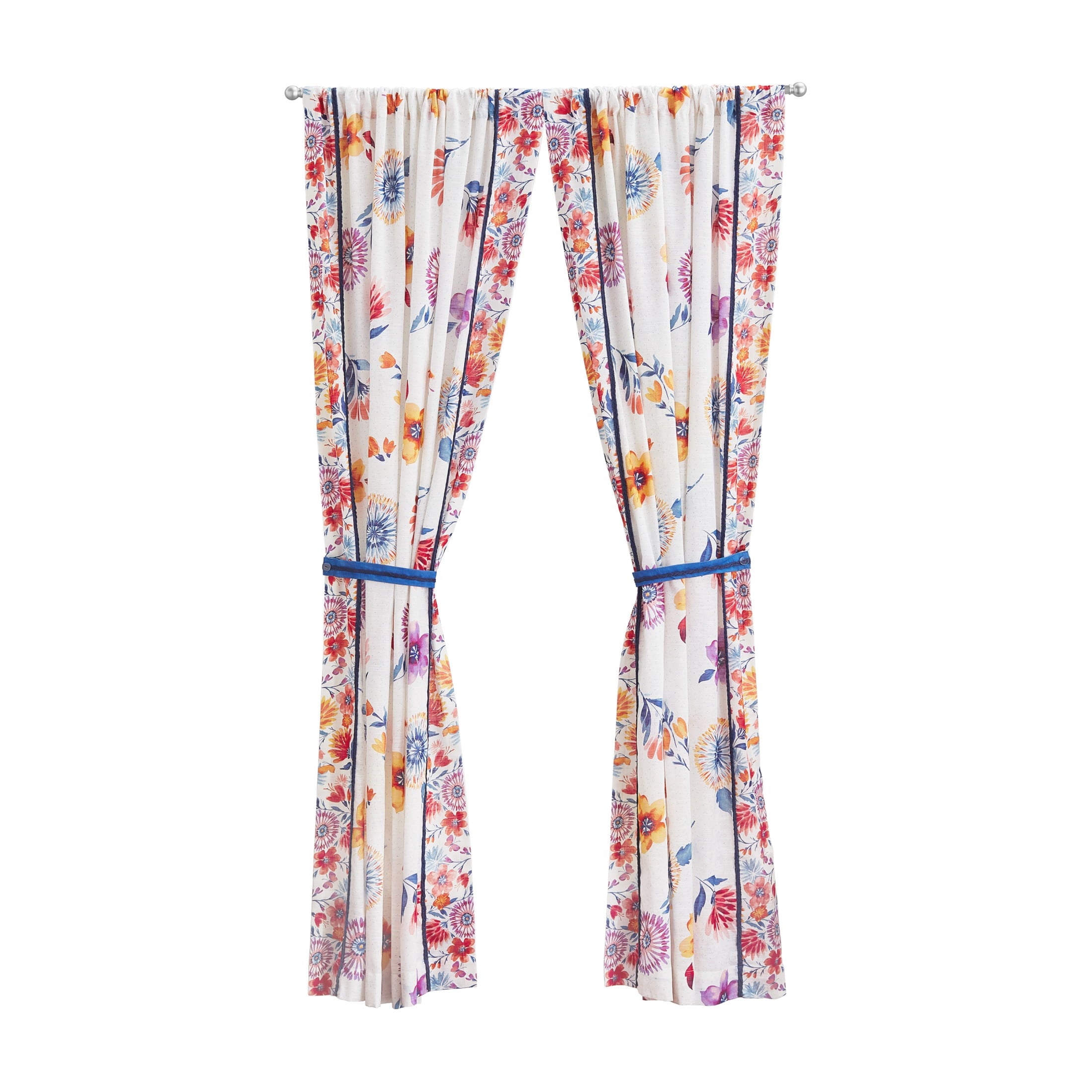 The Pioneer Woman Sheer Cotton Curtain Panel, Floral,1 Panel, 50"W x 84"L