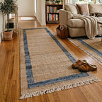 The Pioneer Woman Denim Jute Runner Rug, Natural with Blue Border, 30 x 96 Inches
