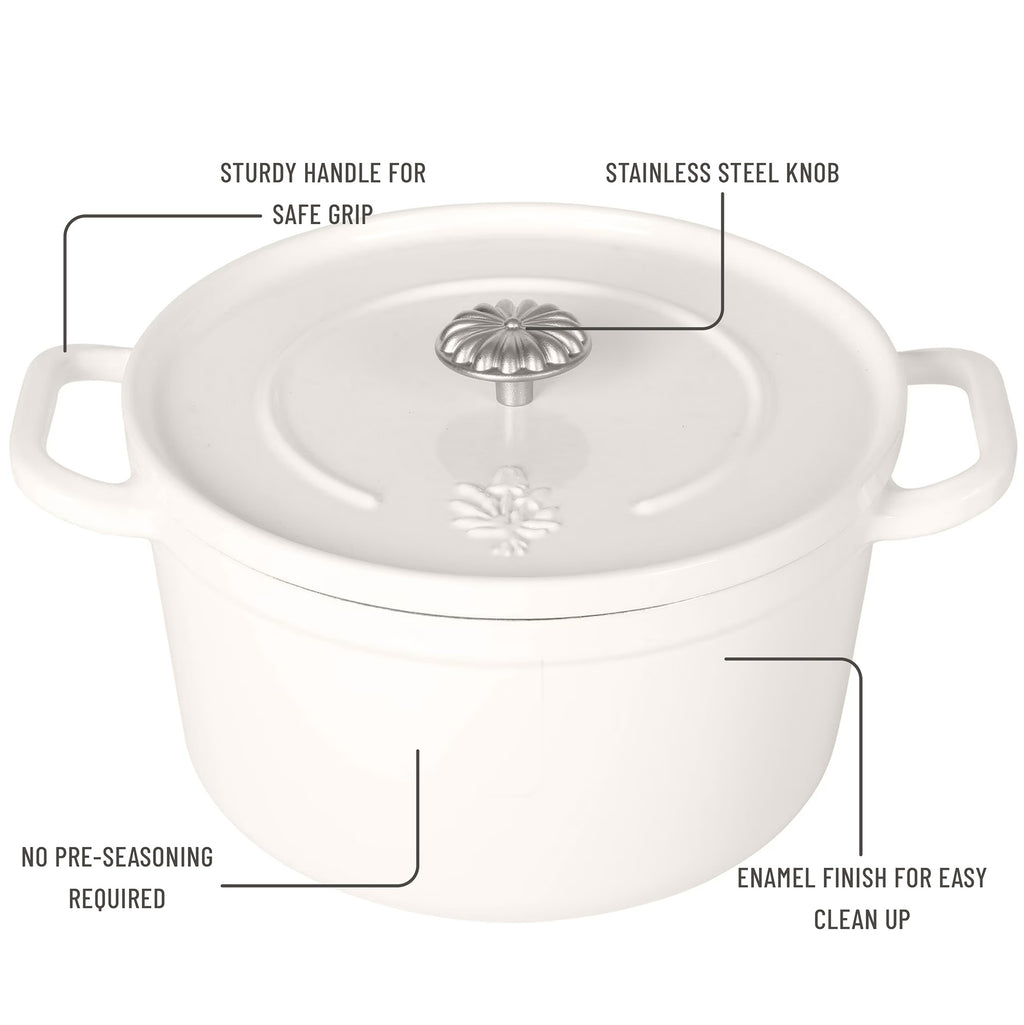 The Pioneer Woman 5-Quart Enameled Cast Iron Dutch Oven with Lid, Linen