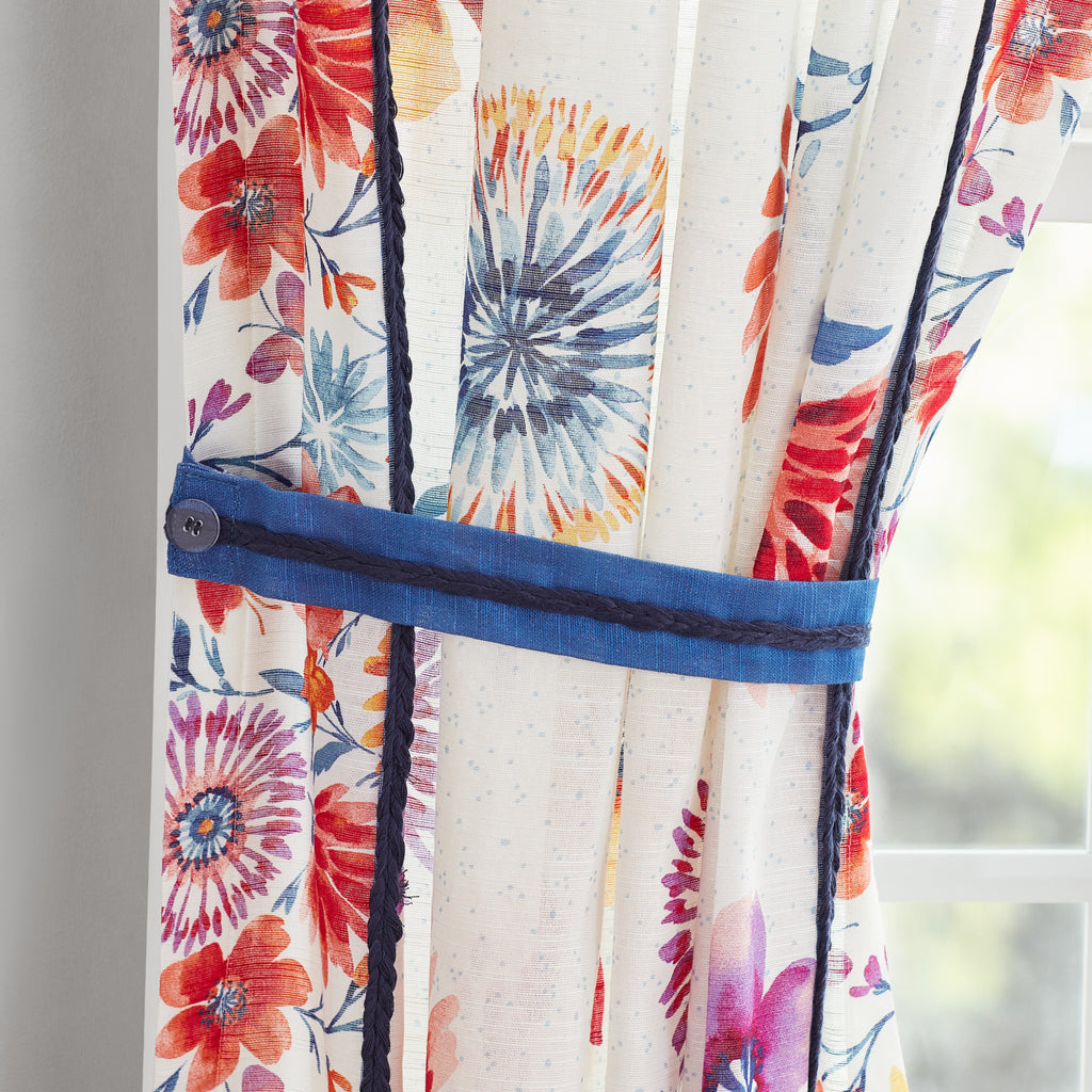 The Pioneer Woman Sheer Cotton Curtain Panel, Floral,1 Panel, 50"W x 84"L