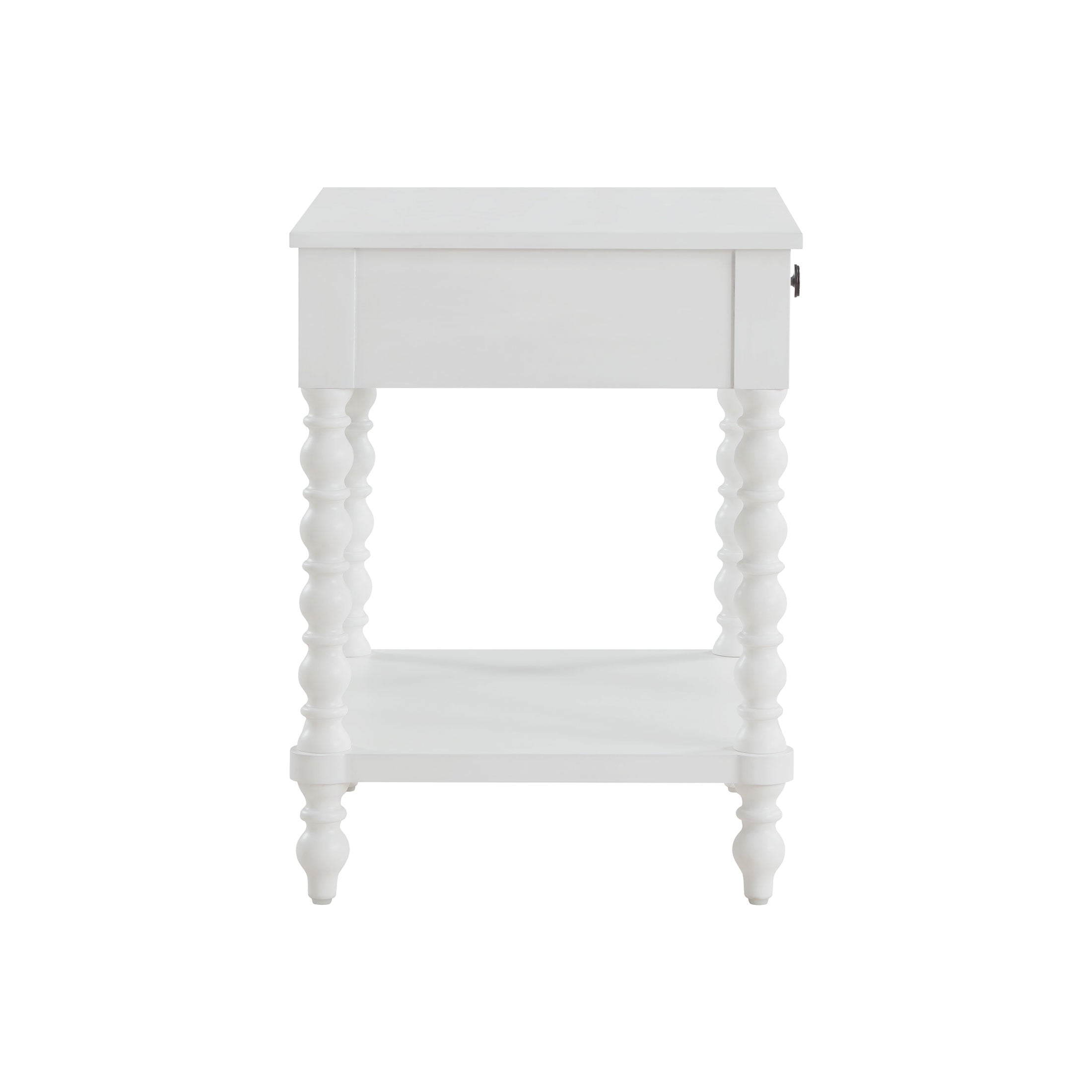 The Pioneer Woman Harper Spindle Nightstand with USB Charging Ports, Adults and Teens, White Finish