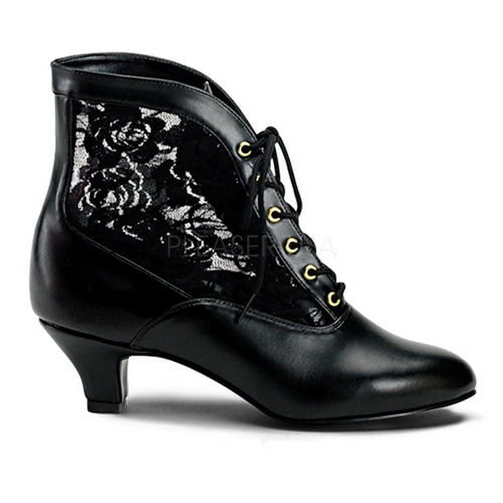 Funtasma DAME-05 - 2" Heel, B.Pink Pu-Lace Victorian Ankle Boot, Lace Pioneer-Blk Pu-Lace-10