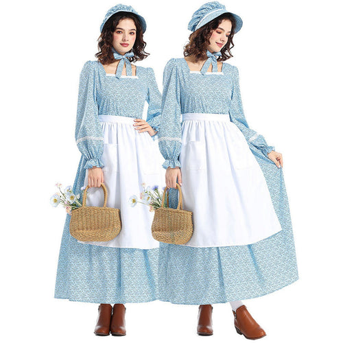 Daolelai Colonial Dress Women's Prairie Pioneer Dress Floral Pilgrim Dress Civil War Dress