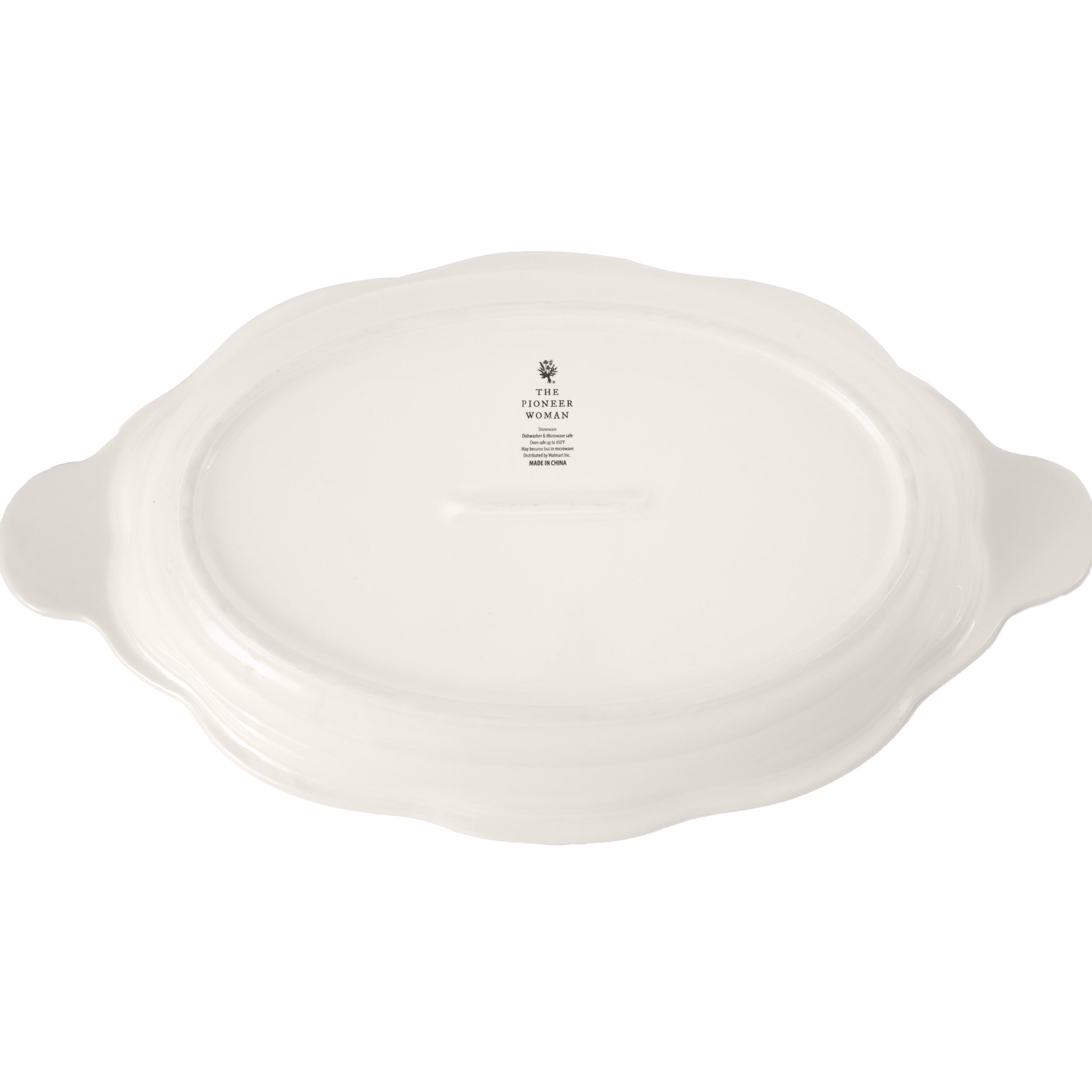 The Pioneer Woman 3-Quart Oval Pumpkin Stoneware Baker with Lid, Linen