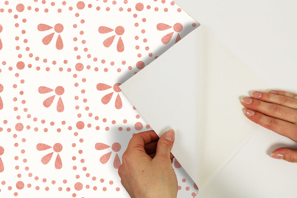 The Pioneer Woman Coral Tonal Scallop Peel And Stick Vinyl Wallpaper, 215-in by 20.5-in, 30.75 sq. ft.