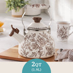 The Pioneer Woman 2.0-Quart Enamel on Steel Agatha Tea Kettle, Brown