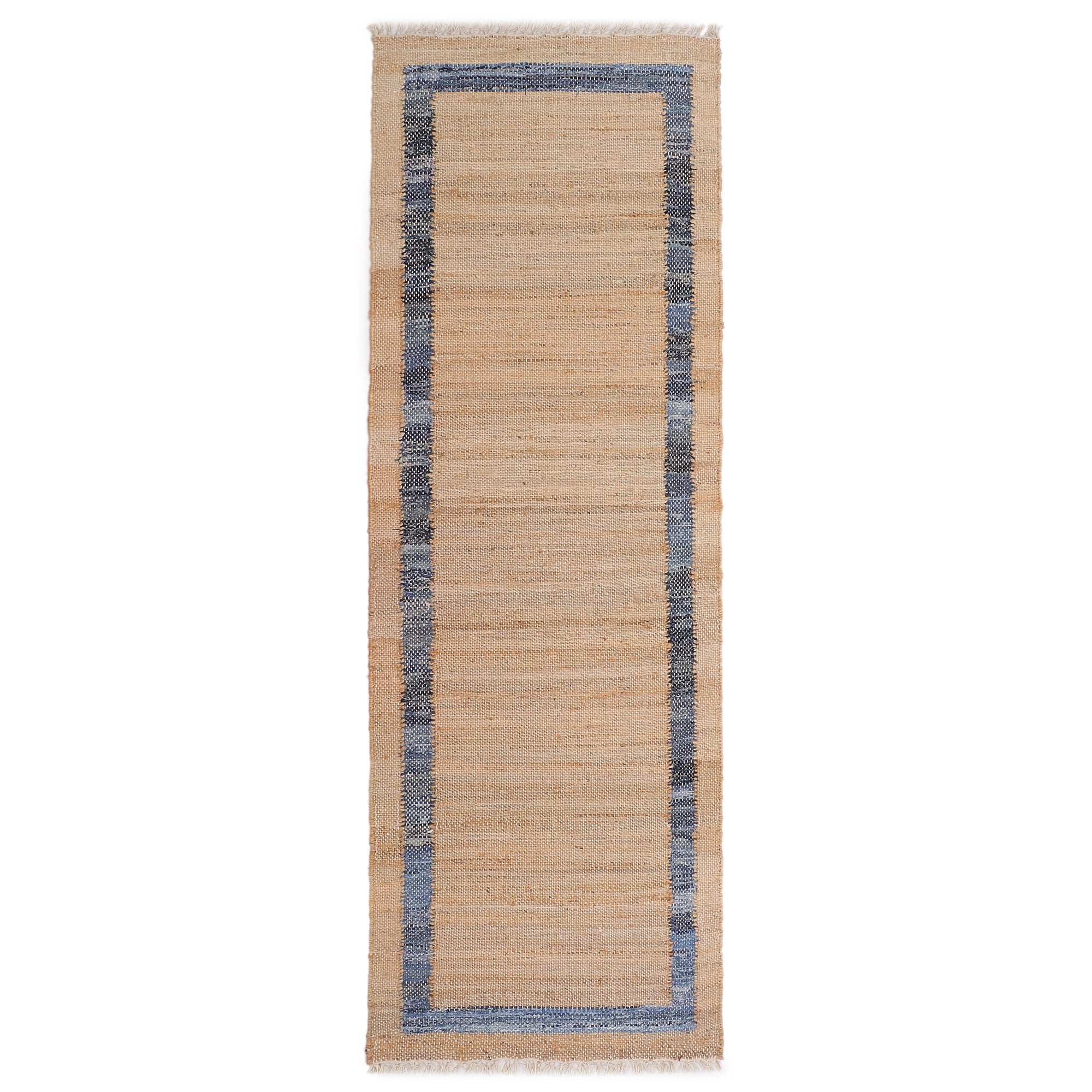 The Pioneer Woman Denim Jute Runner Rug, Natural with Blue Border, 30 x 96 Inches