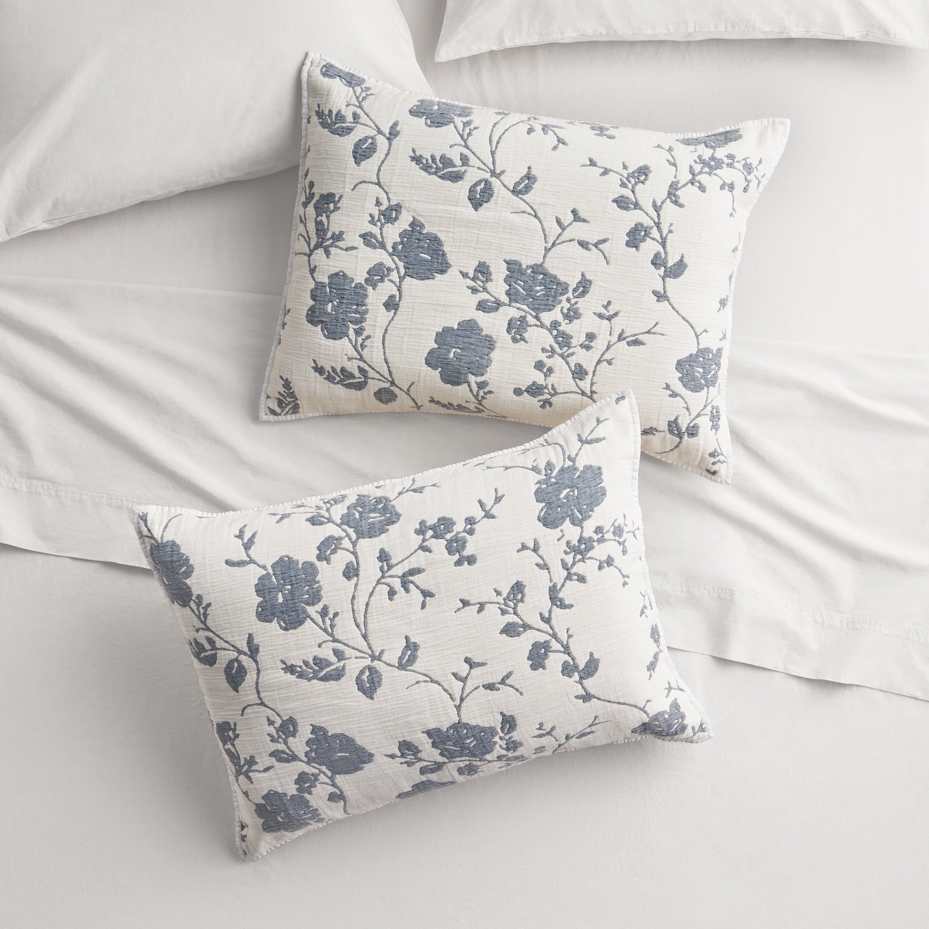 The Pioneer Woman Agatha Floral Gauze Pillow Sham, Standard, Blue Dust, 2 Pack