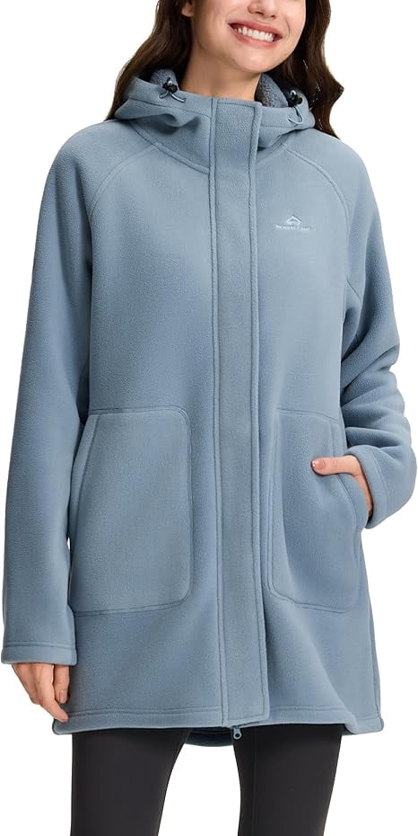 Pioneer Camp Women's Long Fleece Jacket Thermal Sherpa Lined Full Zip Up Hoodies with Pockets Causual