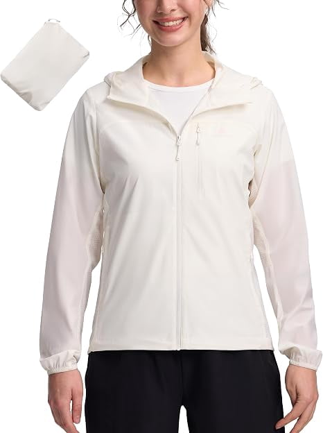 Pioneer Camp Women‘s UPF 50+ Windbreaker Jacket, Lightweight Packable Sun Protection Hoodie - Classic Cottagecore Essential
