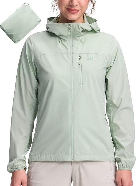 Pioneer Camp Women‘s UPF 50+ Windbreaker Jacket, Lightweight Packable Sun Protection Hoodie - Classic Cottagecore Essential