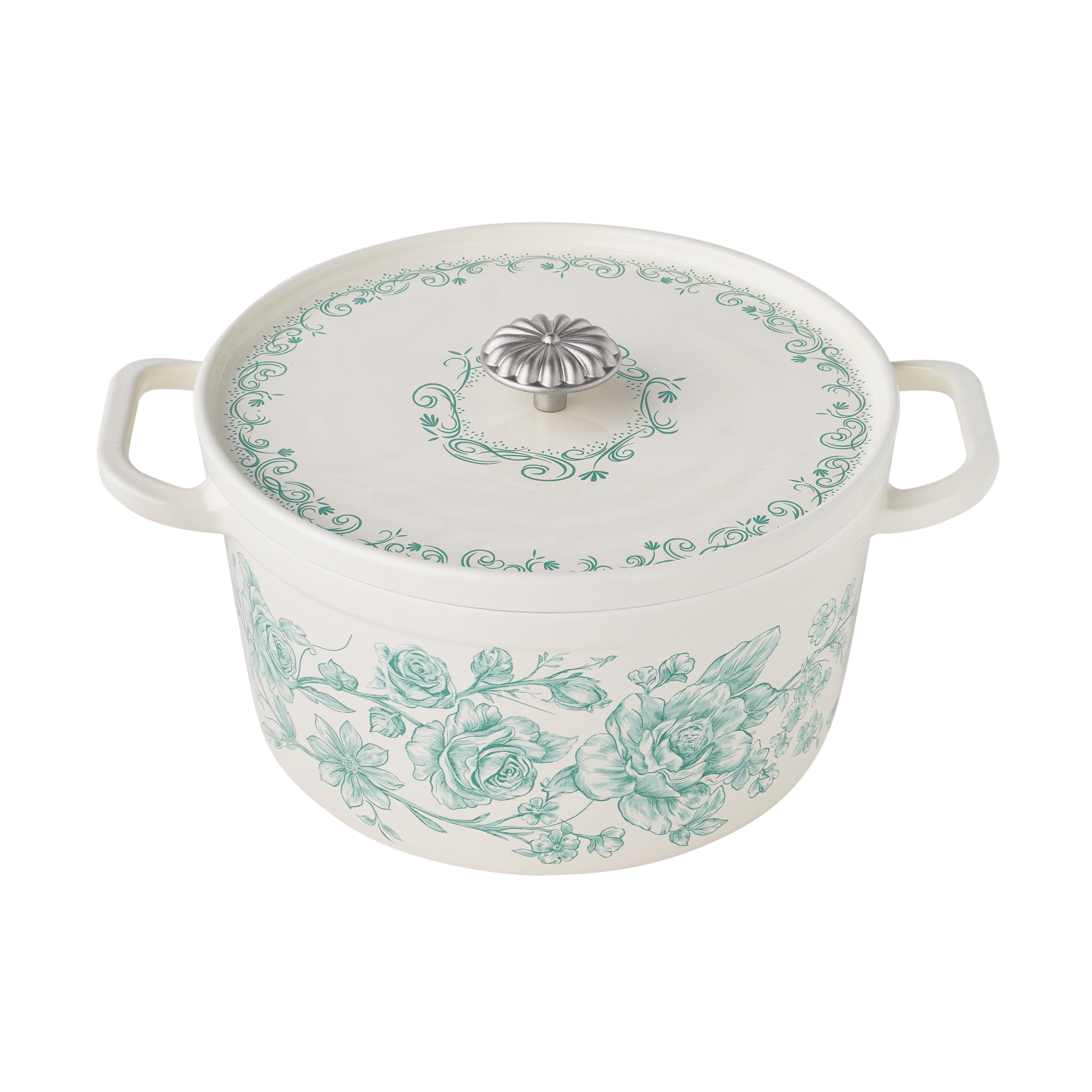 The Pioneer Woman 5-Quart Enamel Cast Iron Dutch Oven with Lid, Dark Green - Rustic Home