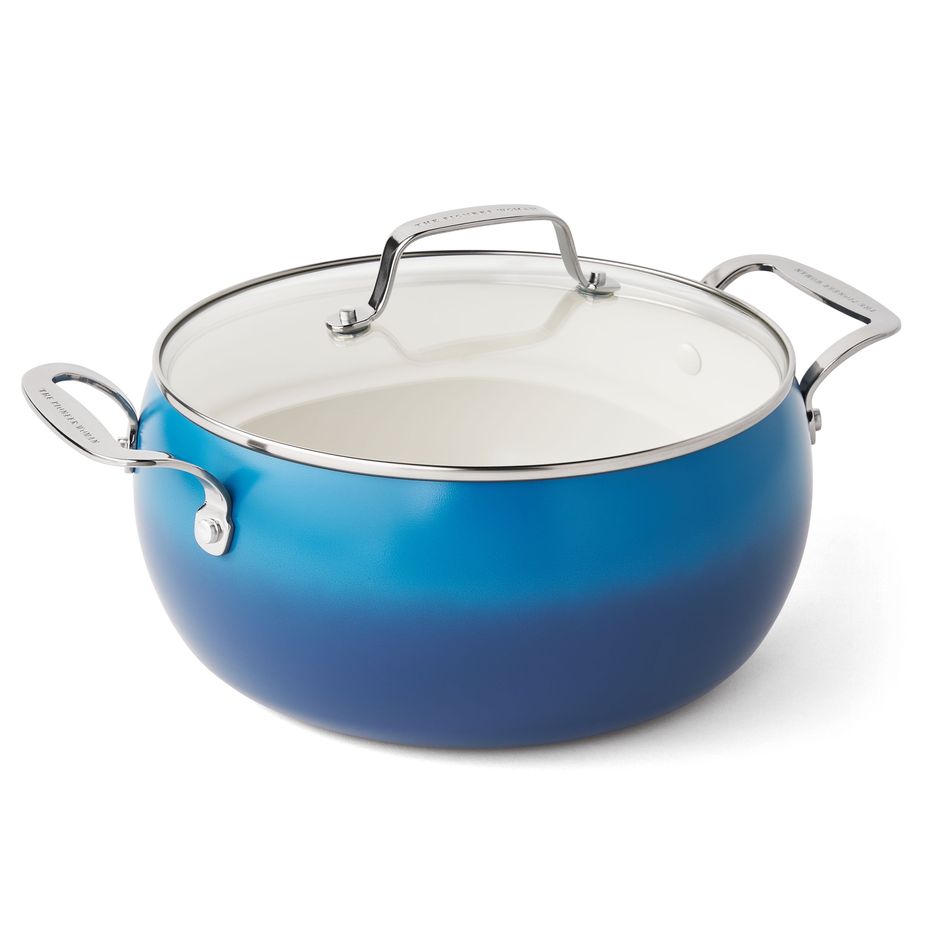 The Pioneer Woman Harlow 7.5 Qt Ceramic Non-Stick Stock Pot with Lid, Denim Blue
