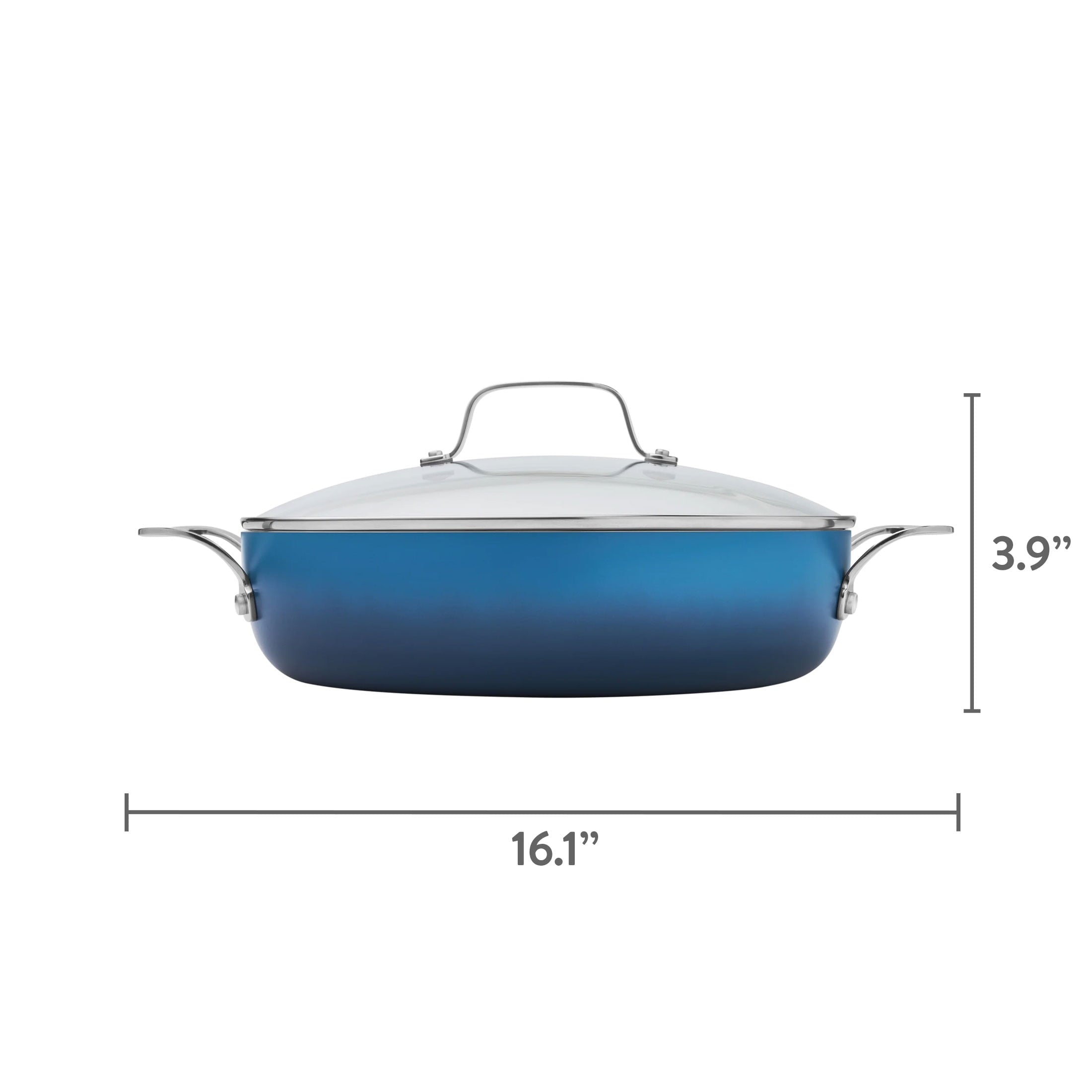 The Pioneer Woman Harlow 12" Ceramic Non-Stick Everyday Pan with Lid, Denim Blue
