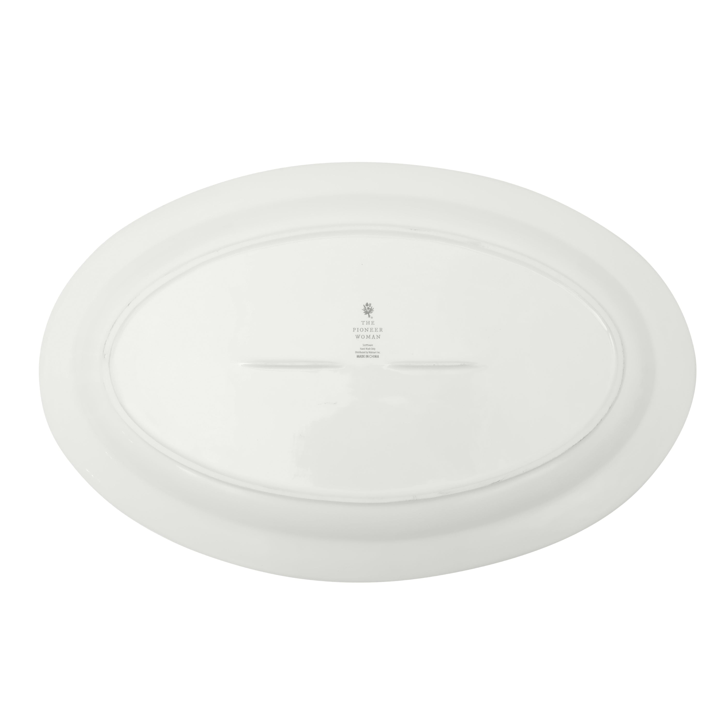 The Pioneer Woman Vintage Lace 20-inch Stoneware Oval Serving Tray Platter, White