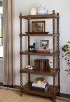 The Pioneer Woman Harper Spindle Wood Decorative Wall Mirror, Beaded Turned Wood Mirror, Rustic Brown 24x30
