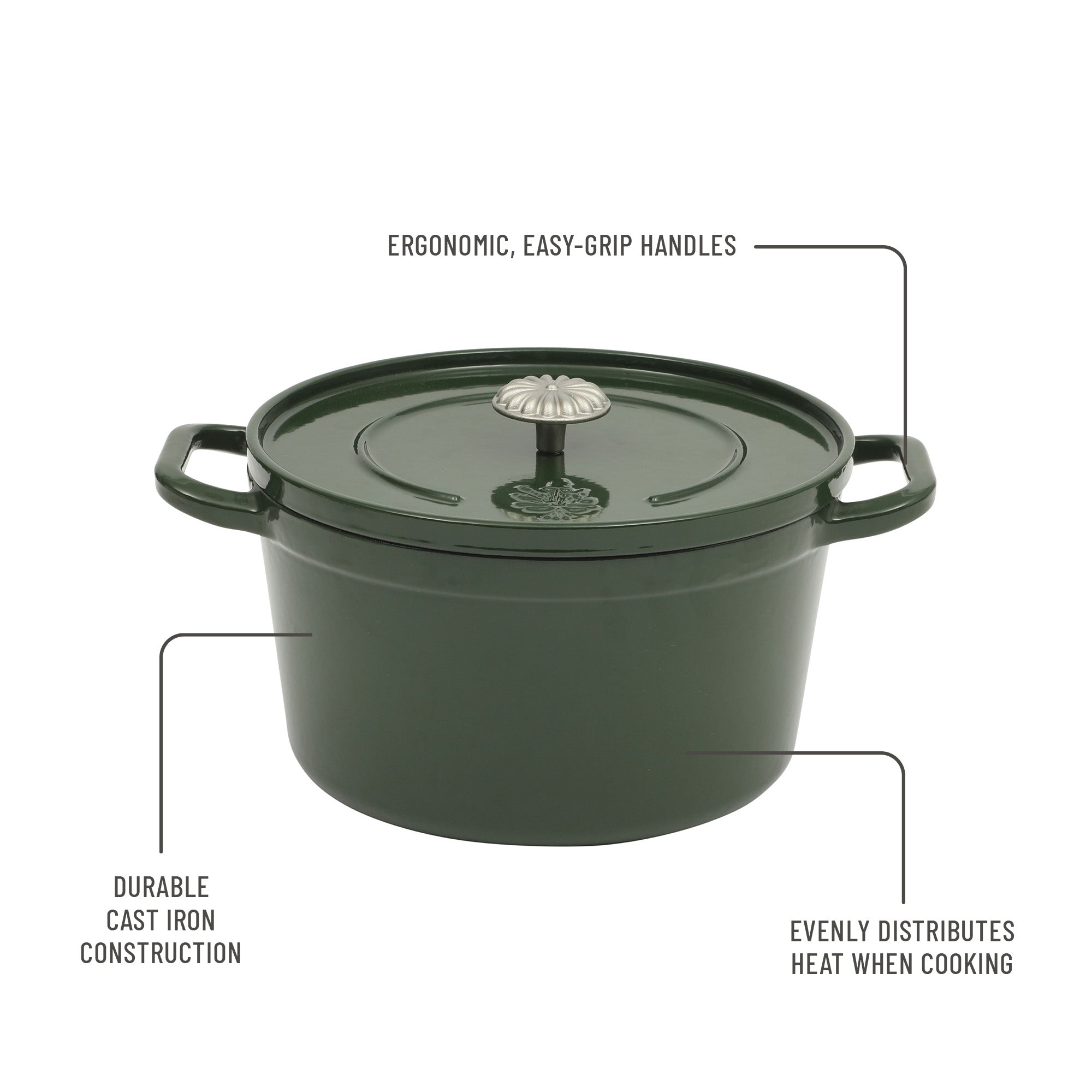 The Pioneer Woman 5-Quart Enamel Cast Iron Dutch Oven with Lid, Dark Green