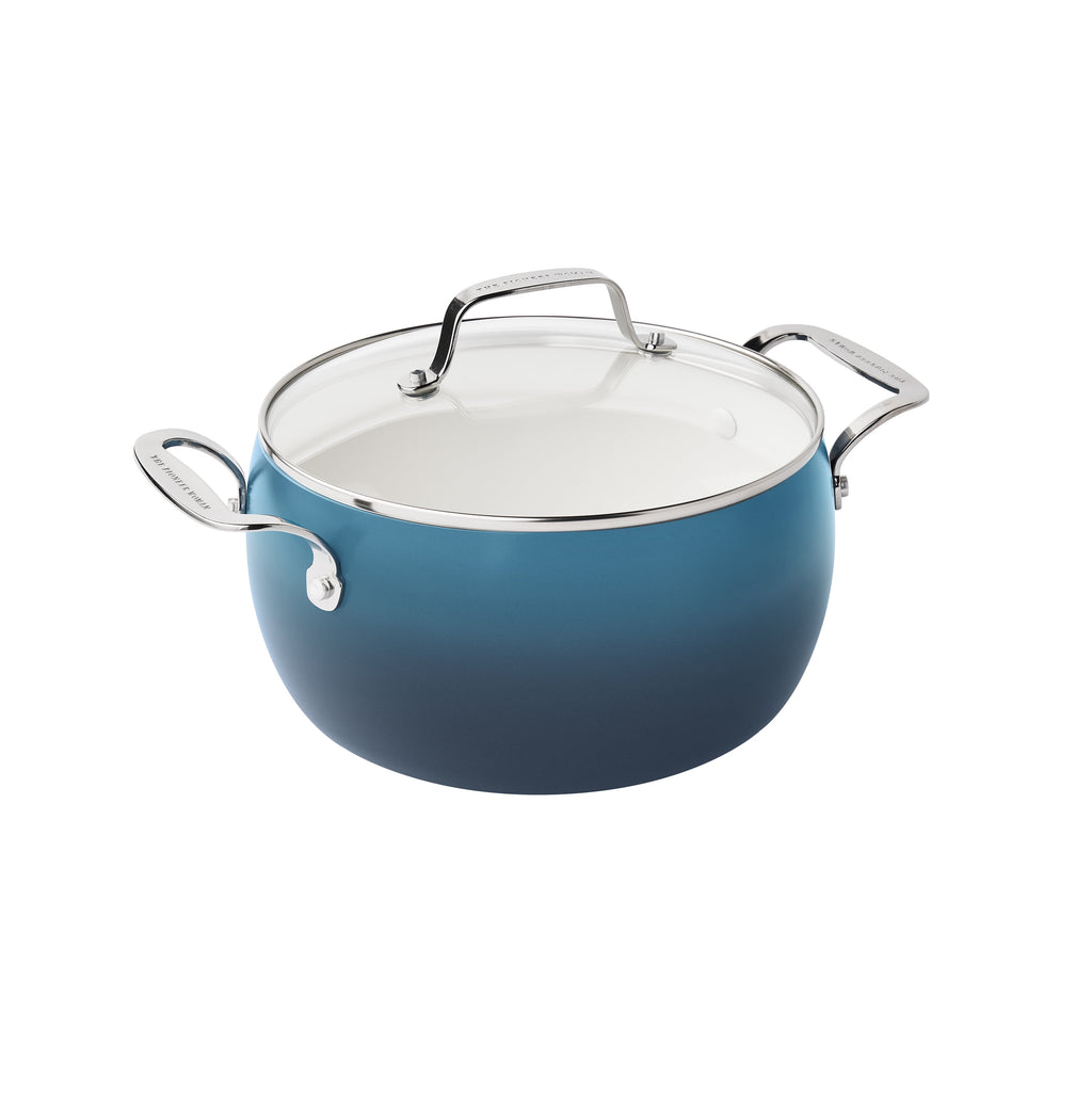 The Pioneer Woman Harlow 15-Piece Cookware Set, Ceramic Non-Stick Pots and Pans Set,  Denim Blue