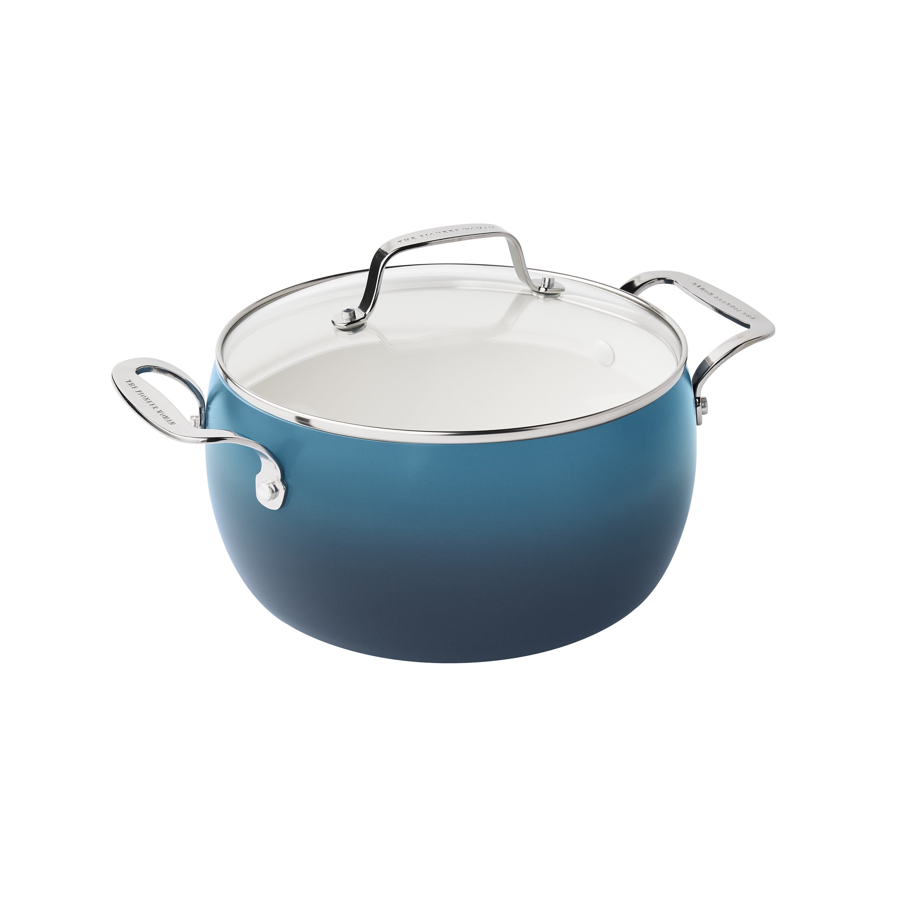 The Pioneer Woman Harlow 15-Piece Cookware Set, Ceramic Non-Stick Pots and Pans Set,  Denim Blue